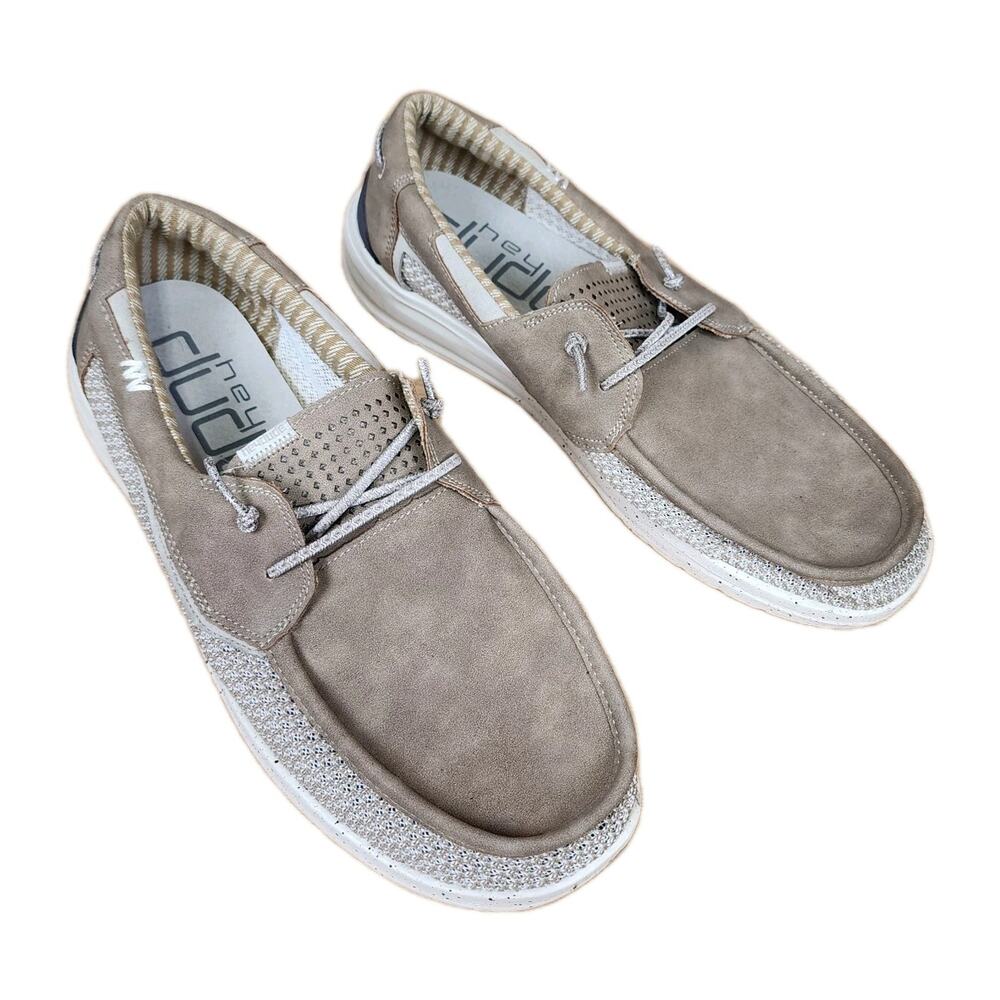 Hey Dude Welsh Grip Beige Slip On Casual Foam Insole Men's Size 12